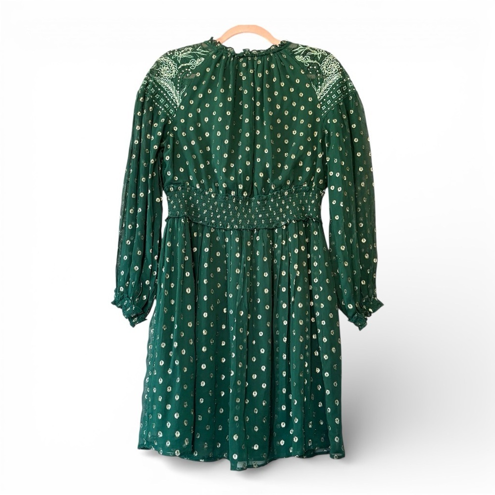 Ranna Gill Anthropologie Hazel Embroidered Tunic Sz M Long Slv Peasant Smocked - Picture 15 of 15